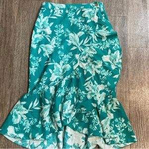 Zara Green floral cross over button up skirt